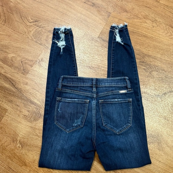 KanCan Women's Blue Distressed Ankle Skinny Jeans - Picture 2 of 5